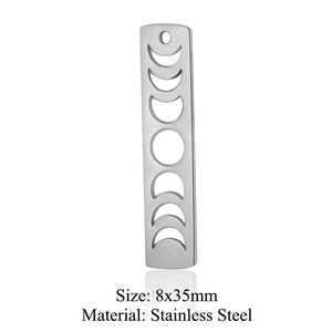 Detailansicht des 8x35mm Edelstahl-Mondphasenanhängers mit hohlem geometrischem Design