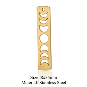 Detail von 8x35mm Gold Edelstahl Rechteck Anhänger mit Mondphasen Ausschnitt Muster