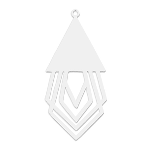 Detailed view of silver stainless steel geometric V-shaped hollow pendant charms for jewelry