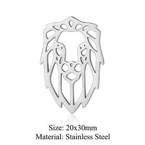 Pendentif tête de lion en acier inoxydable argenté 20x30mm pour la création de bijoux