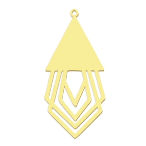Close-up of golden geometric nested V-shape stainless steel charms for DIY jewelry
