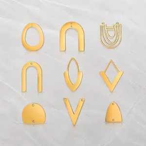 5er-Set goldene geometrische Edelstahl-Anhänger in Tropfenform für DIY-Schmuck