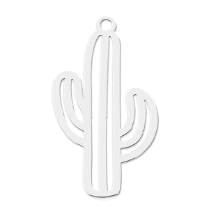 Polished stainless steel cactus pendant with minimalist hollow design for jewelry making