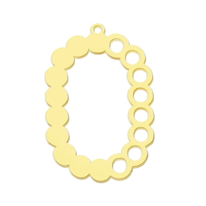 Detail of oval geometric pendant with solid and hollow circles for DIY necklace making
