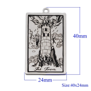 Edelstahl Tarot-Anhänger Der Turm Design Rechteckiger Schmuckanhänger 40x24mm Größe