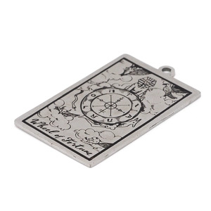 Detaillierte Gravur der Rad des Schicksals Tarotkarte auf Edelstahl-Anhänger