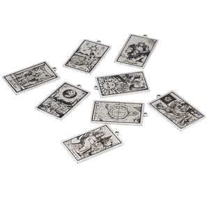 Set aus 8 Vintage-Silber-Tarot-Anhängern aus Edelstahl für DIY-Schmuckzubehör