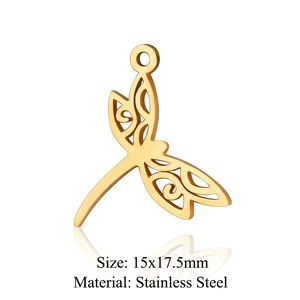 Pendentif libellé en acier inoxydable doré avec ailes évidées pour création bijoux