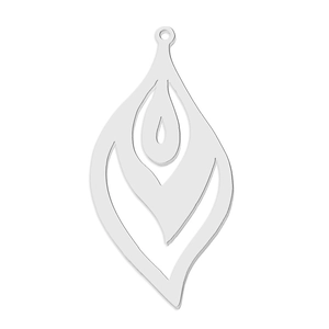 Macro view of polished stainless steel ginkgo leaf pendants for jewelry making
