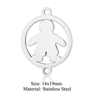 Detailed macro view of 14x19mm stainless steel boy silhouette charm for DIY jewelry