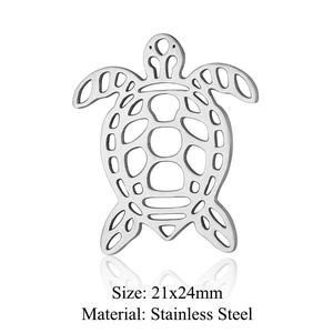 Pendentif tortue en acier inoxydable poli pour création bijoux DIY 21x24mm