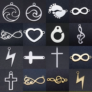 Pendentifs en Acier Inoxydable Connecteurs pour Bijoux DIY Collier Bracelet Cœur Infini Croix Éclair Notes de Musique