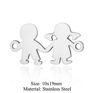 Detail view of a 10x19mm stainless steel boy and girl charm for DIY jewelry making