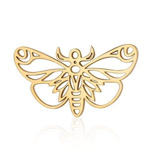 Macro view of gold-plated butterfly charm showing intricate hollowed-out laser cut detail
