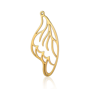 Detailed view of a gold-plated hollow butterfly wing charm with a polished finish for DIY