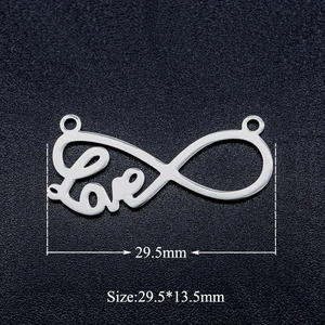 Détail du connecteur infini Love en acier inoxydable pour création de bijoux, 29,5x13,5mm
