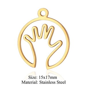 Golden stainless steel hand palm charm pendant 15x17mm for DIY jewelry making