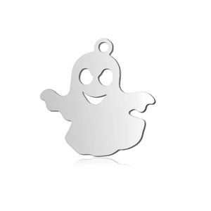 Detail van gepolijste roestvrijstalen spookhanger met oogje voor DIY-sieraden maken