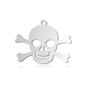 Gepolijste zilveren schedelhanger met holle ogen en neus voor DIY-sieraden maken