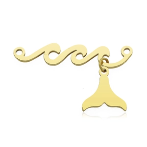 Polished golden stainless steel mermaid tail pendant connector for jewelry making
