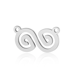 Detail of silver stainless steel double spiral heart pendant for DIY jewelry making