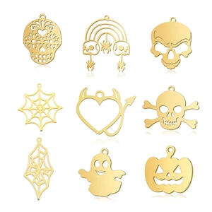 Roestvrijstalen Halloween Hangers Geest Schedel Pompoen Spinnenweb Charms Voor DIY Ketting Armband Sieraden Maken Benodigdheden