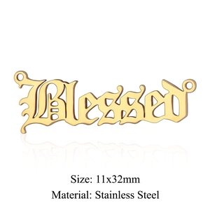 Macro shot of Blessed gothic pendant in gold finish with 11x32mm size specifications