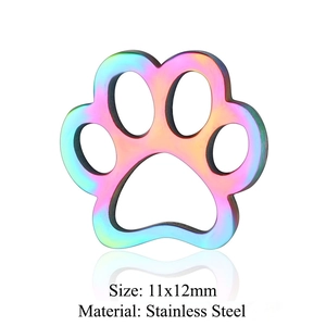 Rainbow plated stainless steel dog paw charms 11x12mm for DIY jewelry making