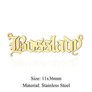 Detailed macro view of Bosslady gothic letter pendant made of polished stainless steel