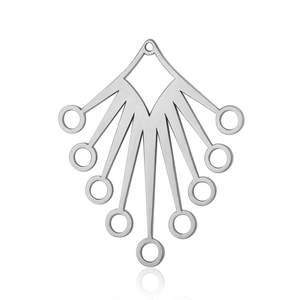 Polished stainless steel fan-shaped geometric pendant connector for DIY jewelry making