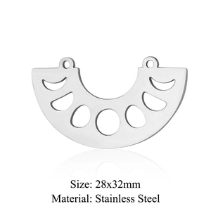 Détail du pendentif phases de lune en acier inoxydable 28x32mm pour la création bijoux