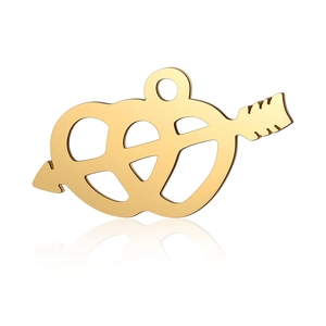 Polished gold arrow heart pendant showing detailed mirror finish and craft texture