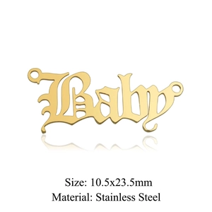 Golden stainless steel Baby letter pendant charm for DIY jewelry making 10.5x23.5mm