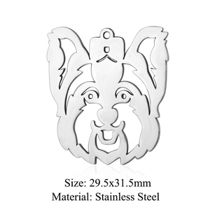 Macro-detail van de Yorkshire Terrier roestvrijstalen hanger met maat van 29,5x31,5 mm