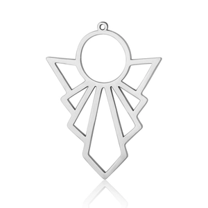 Art Deco style silver geometric triangular charm with polished stainless steel finish
