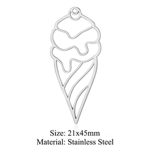 Pendentif cornet de glace en acier inoxydable avec design géométrique découpé pour DIY