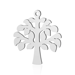 Polished stainless steel Tree of Life pendant with top hanging hole for DIY jewelry