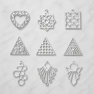 Geometrische Edelstahl-Hohlanhänger in Herz Stern und Dreieck Formen Set mit 5 Stück