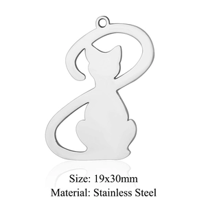 Detailopname van een 19x30mm kattenhanger van gepolijst roestvrij staal in zilver