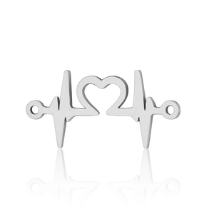 Macro detail of heartbeat stainless steel connector charms for jewelry making