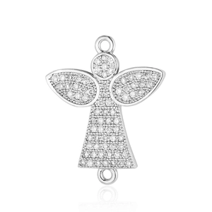 Detail view of silver angel connector with pavé zircon stones for bracelet making