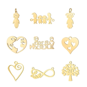 Stainless Steel Infinity Love Heart Tree Of Life ECG Family Silhouette Pendants For DIY Jewelry Making Crafts Accessories