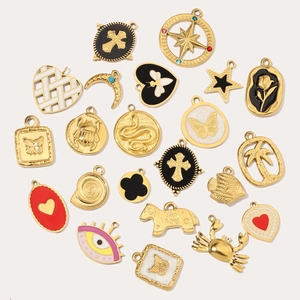 French vintage titanium steel charms collection with bee and palm tree motifs