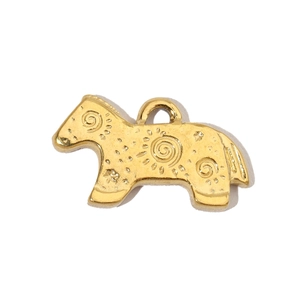 French vintage gold stainless steel horse pendant for DIY jewelry necklace making