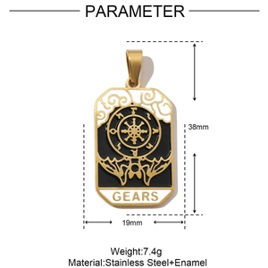 Detailansicht des goldenen Tarot-Anhängers mit Maßen von 38x19mm und Gewicht von 7,4g
