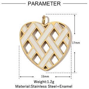 Size specifications of gold heart enamel pendant made of high-quality stainless steel