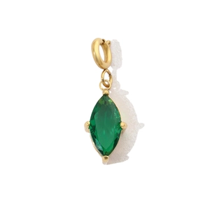 Marquise cut green gemstone pendant with gold-plated spring clasp and prong setting