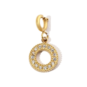 Close-up of golden hoop earrings featuring micro-pave cubic zirconia crystals