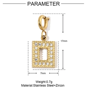 Detailed view of a gold-plated stainless steel rectangle zircon pendant for DIY jewelry