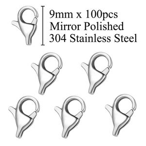 Detail von 9mm spiegelpolierten 304 Edelstahl-Karabinerverschlüssen für DIY-Schmuck